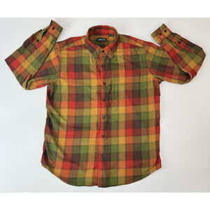 Orvis Plaid Triblend Flannel Shirt L Cotton Tencel Wool Fall Colors Classic L